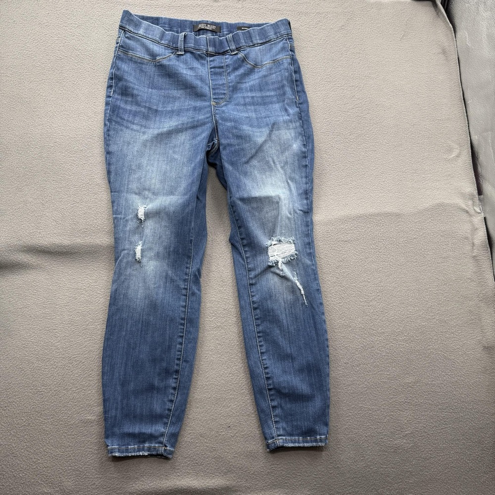 Judy Blue Jeans Womens 14W Blue High Rise Skinny Jegging Distressed JB88255MD